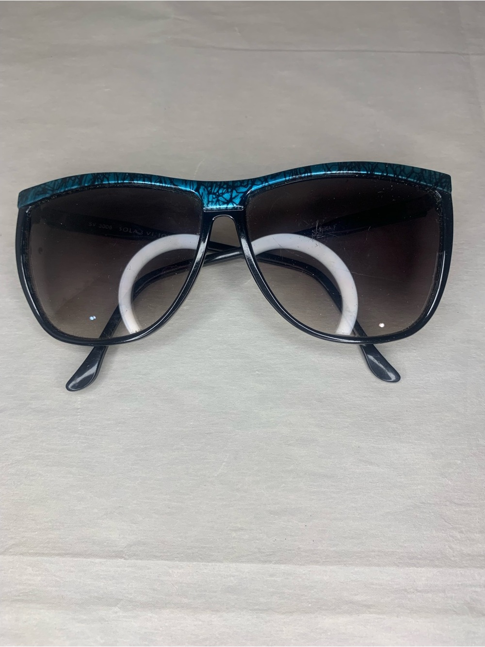 Women's Teal-Trim Black Oversized Sunglasses